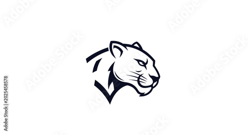 Minimalist vector illustration of a panther head mascot design.