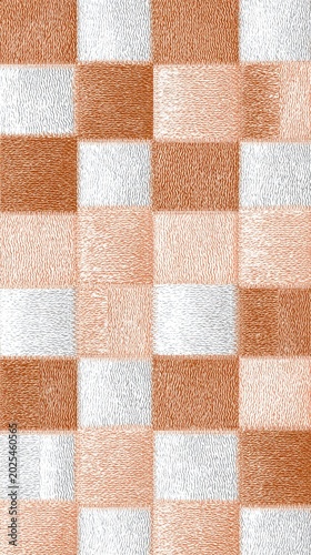 Jute Texture Soft Earth Tones Peach White Squares Seamless Pattern