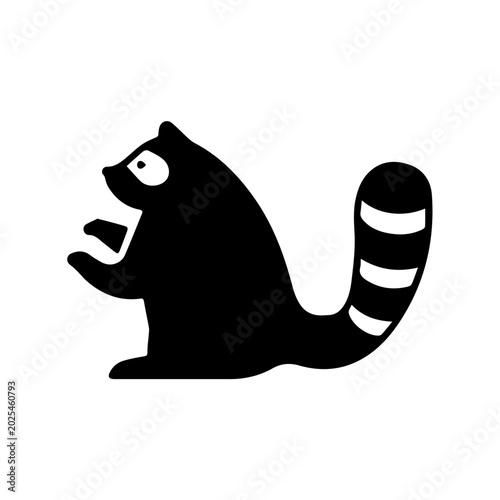 Black raccoon logo icon illustration flat design