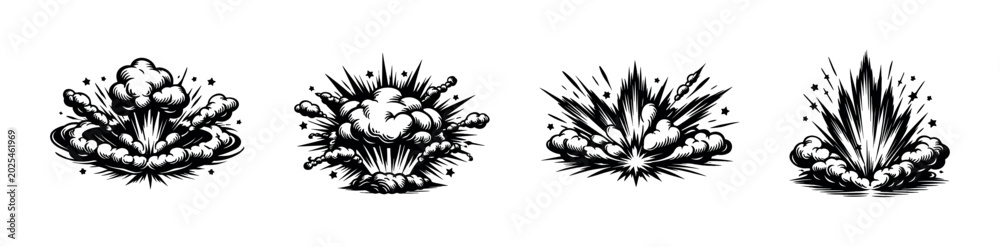 Fototapeta premium Explosion comic book style illustrations with smoke and stars