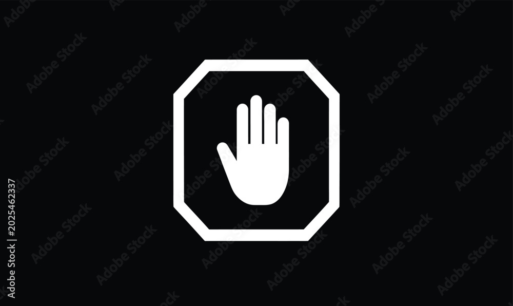 Fototapeta premium Octagonal stop sign hand gesture icon