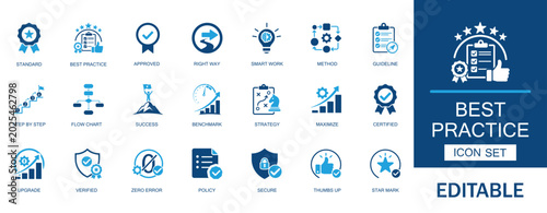 Obraz na plátně Best practice and quality standard icon set