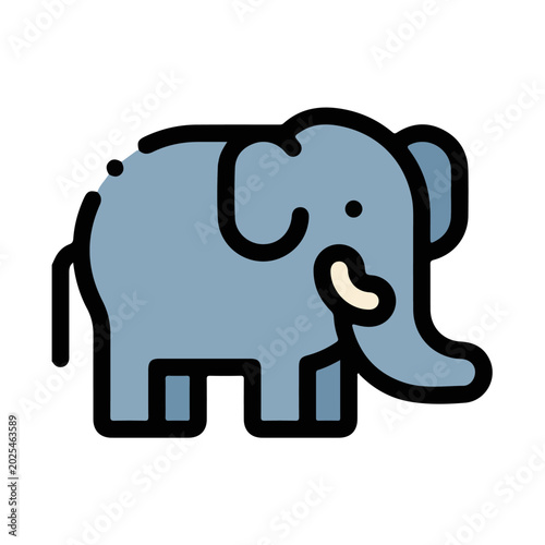  Elephant Emoji Icon Flat Design Isolated Stock Vector