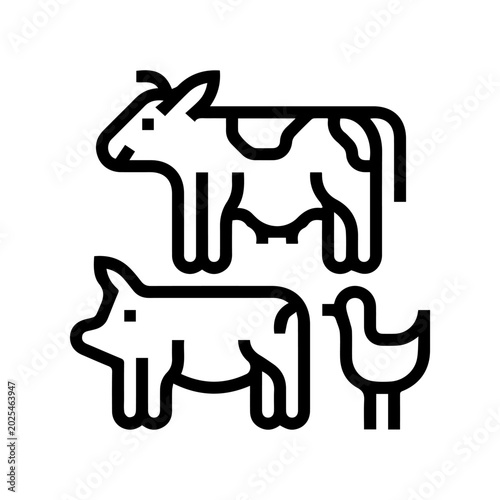  Farm Animals Icon Cow Pig Chicken Stock Vector