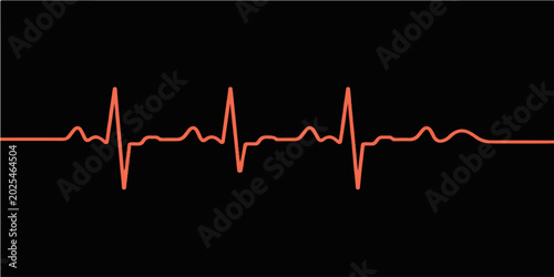 Fotografie A digital green EKG cardiogram line displays the medical health graph of a heart