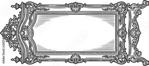 Decorative baroque horizontal frame with elaborate scrollwork and floral flourishes