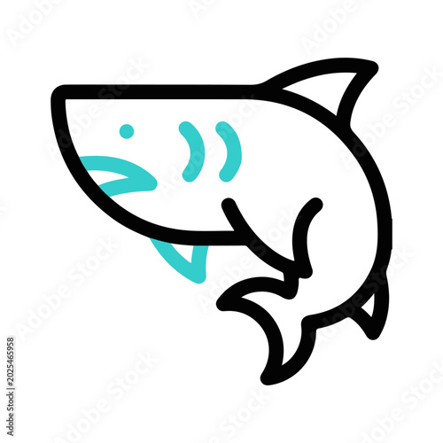 Shark Fish Line Icon Outline Vector Stock Vector