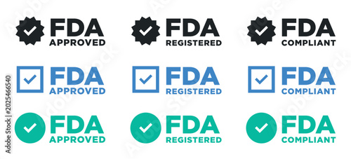 FDA Approved Badge Vector Set Registered & Compliant Logos