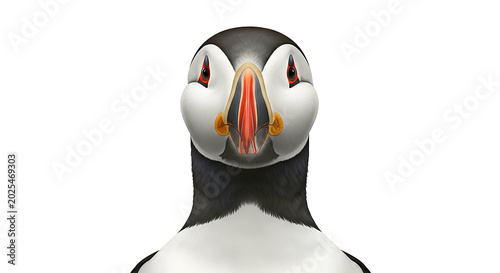 Portrait of an Atlantic Puffin on Black Background