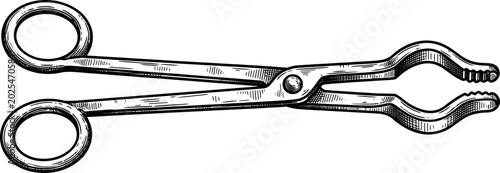 Vintage surgical forceps medical instrument illustration