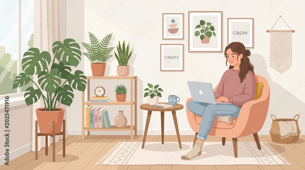 Fototapeta premium Casual Working Lifestyle Illustration Modern Flat Design