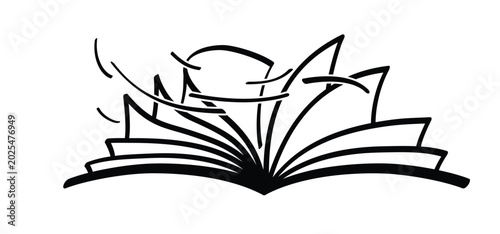 Εκτύπωση καμβά Cartoon open book and pages