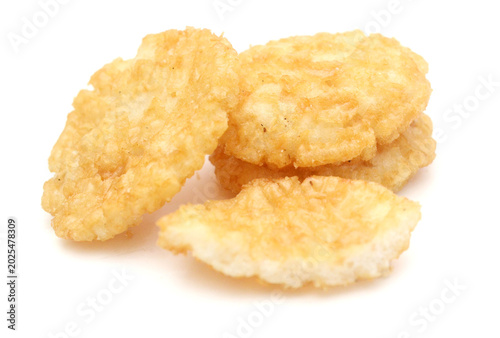Foto One tasty corn flake isolated on white