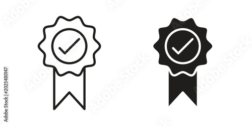 Accreditation icon in black stroke eps vector graphic