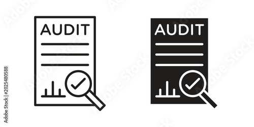 Audit report icon in black stroke eps vector graphic