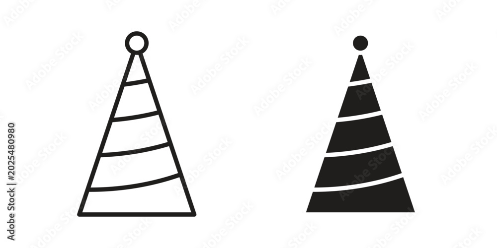 Fototapeta premium Birthday hat icon in black stroke eps vector graphic