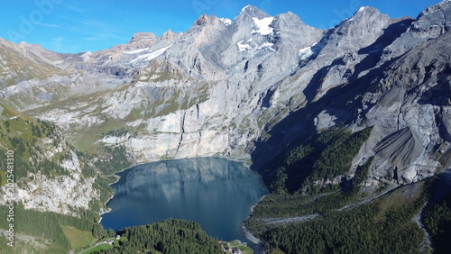 Fotografie Aerial view of Oeschinensee, Kandersteg, Switzerland