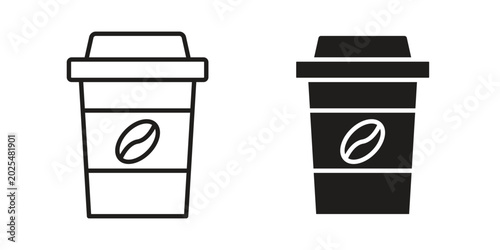 coffee cup icon in black stroke eps vector graphic