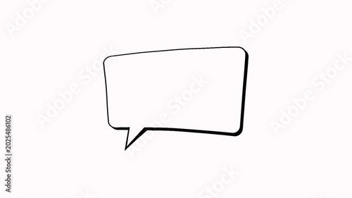 Hand drawn comic style speech bubble text box frame doodle animation on a white background. Cartoon dialog box ideal for comic style dialogue, social media captions and creative video overlays