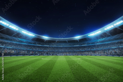 Soccer stadium field at night, soccer background