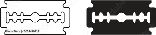 Canvas Print Razor blade icons set in outline and glyph styles for shaving barber shop and sh