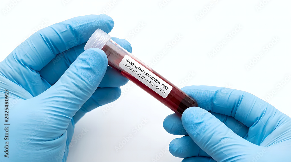 Obraz premium Medical professional handling a blood sample in a lab setting with gloves on