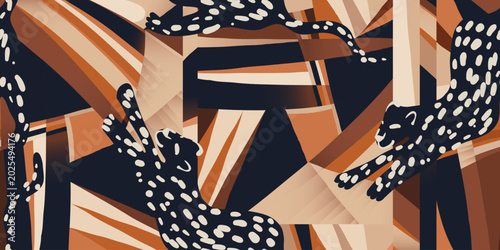 Canvas Print Abstract geometric shapes and leopards pattern