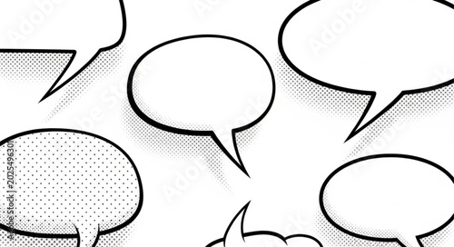 Quadro su tela Blank Speech Bubbles for Comic Book Dialogue and Communication.