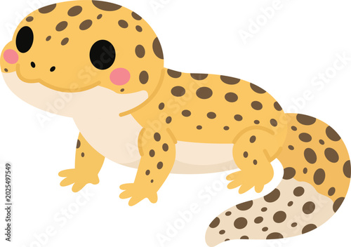 Tableau sur toile Cute Leopard Gecko Flat Design Illustration