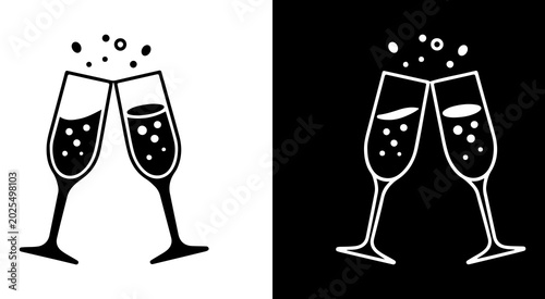 Foto Two elegant champagne glasses clinking together for a celebratory toast featurin