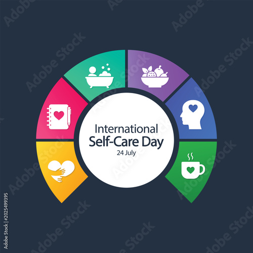 Obraz na płótnie International Self Care Day celebrated every year on 24 July to promote self-care as a vital foundation of good health care