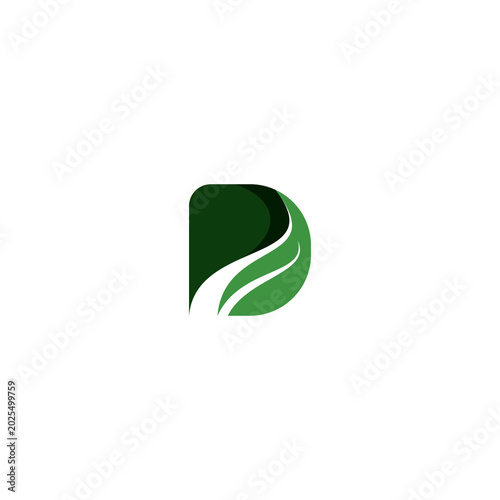 Letter D leaf logo Design. D Nature Icon