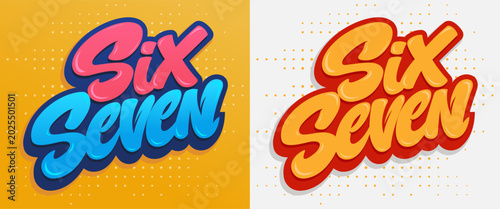 фотографія Six Seven expression kids slang phrase urban youth style typographic vector colo