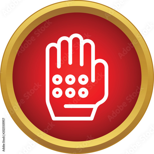 Work glove outline in red circle indicating safety measures