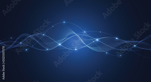 Abstract modern big data design background with flowing particles. Digital future technology communication concept. Vector illustration