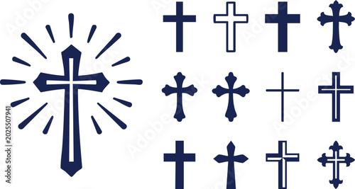 Fotografie Christian cross icon set