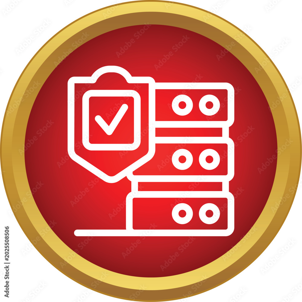 Naklejka premium Protecting server data and network with cyber security shield