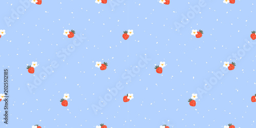 Konstfotografi Flower pattern gingham seamless texture for spring and berry strawberry