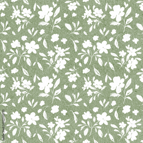 Fotografie Graphic hand drawn cottagecore floral pattern with ditsy flowers