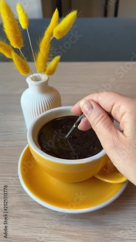 Woman Hand Stirring Coffee Video