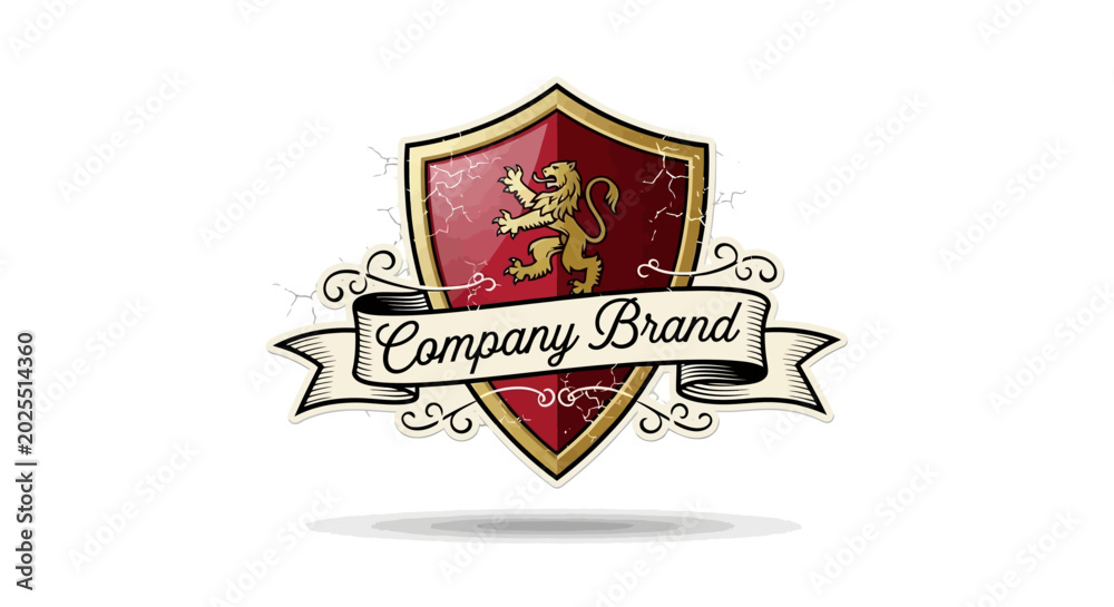Fototapeta premium Vintage shield emblem with banner and text