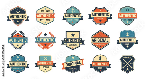 Authentic Vintage Style Badges and Labels Collection