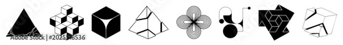 Abstract geometric symbols set Bauhaus, sacred geometry and brutalist design
