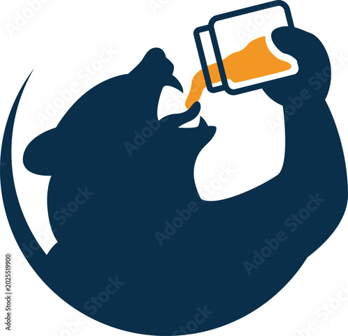 the bear is eating jam in a bottle vector illustration