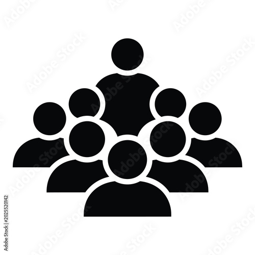 Foto Group of people icon with one leader and several members standing together icon