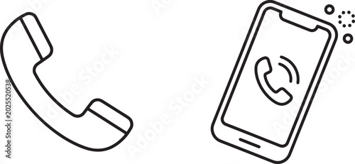 Quadro su tela Art & Illustration, Telephone receiver handset and incoming phone call smartphon