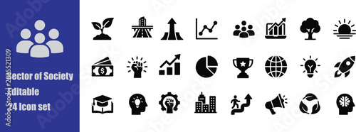 Obraz na płótnie Sector of society silhouette icon set