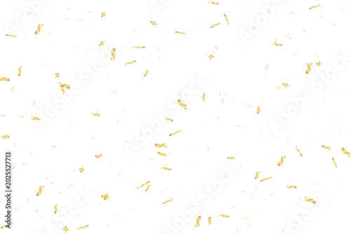 Sparkling golden confetti PNG isolated on transparent background with curled shiny serpentine ribbons, festive luxury celebration decoration for holiday and birthday party