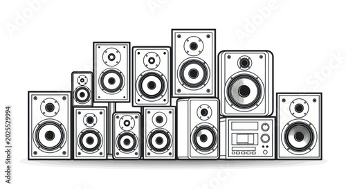 Vászonkép Audio Speaker Collection Vector Illustration