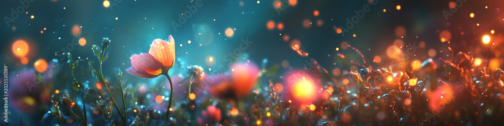 Obraz premium Fairytale Garden Path Illuminated by Sunset Glow
